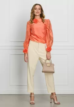 Pantaloni Karola bej cu buzunare imagine