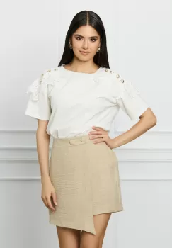 Pantaloni LaDonna scurti bej tip fusta imagine