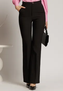 Pantaloni Melody negri lungi croi usor evazat imagine