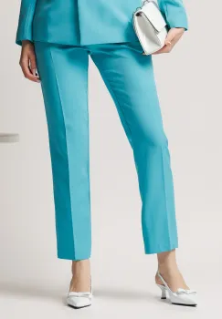 Pantaloni Moze office conici din stofa bleu imagine