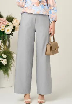 Pantaloni smart-casual din viscoza gri cu paiete imagine