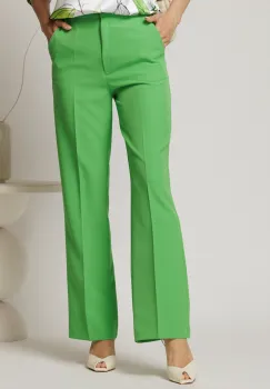 Pantaloni verzi cu croi drept si buzunare imagine