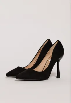 Pantofi eleganti negrii din piele intoarsa ecologica imagine