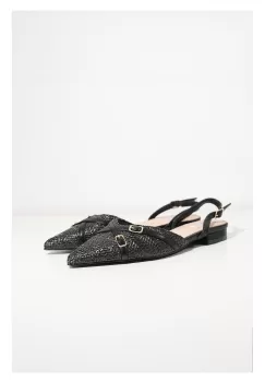 Pantofi Moni negri cu varf ascutit si talpa joasa imagine