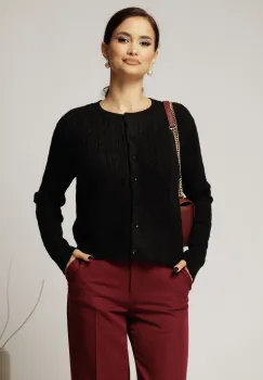 Pulover negru din tricot cu inchidere cu nasturi imagine