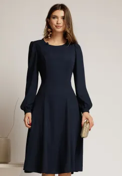 Rochie bleumarin eleganta de ocazie din voal in clini imagine
