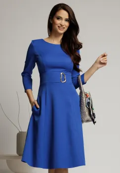 Rochie DY Fashion albastra clos cu detaliu pe talie imagine