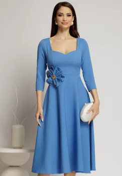 Rochie DY Fashion albastra de ocazie cu decolteu inima si detaliu pe talie imagine