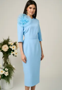 ROCHIE DY FASHION BLEU CONICA CU ACCESORIU FLOARE imagine