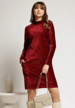 Rochie DY Fashion bordo dreapta din catifea velurata imagine