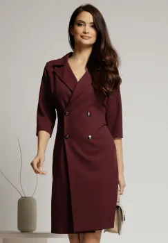 Rochie DY Fashion bordo inchis tip sacou si croi drept imagine