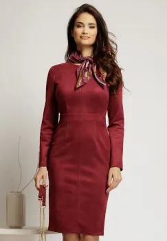 Rochie DY Fashion conica bordo din piele intoarsa imagine