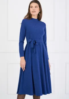 Rochie DY Fashion eleganta din lurex albastra cu cordon in talie imagine