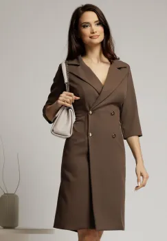 Rochie DY Fashion maro tip sacou si croi drept imagine