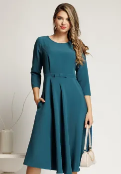 Rochie DY Fashion midi office turcoaz din stofa imagine