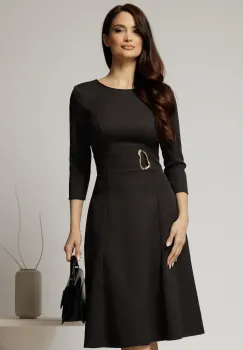 Rochie DY Fashion neagra clos cu detaliu pe talie imagine