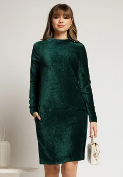 Rochie DY Fashion verde dreapta din catifea velurata imagine