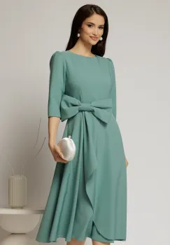 Rochie DY Fashion verde fistic cu funda ampla in talie imagine