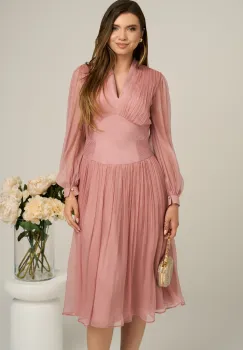 Rochie Leonard Collection din matase naturala roz imagine