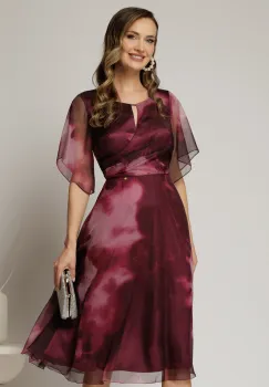 Rochie midi de ocazie in degrade magenta din voal fin imagine