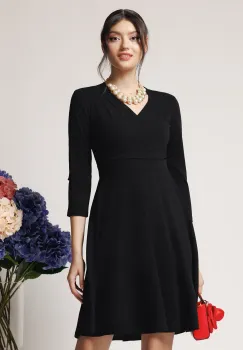 Rochie office din crep negra cu bust petrecut imagine