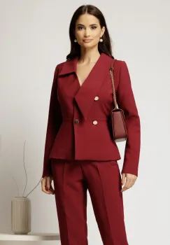 Sacou Beatriz bordo elegant cu rever si nasturi imagine