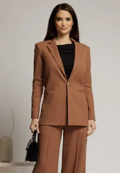 Sacou DY Fashion maro oversize cu detalii la spate imagine