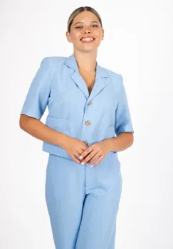 Sacou LaDonna bleu cu maneci scurte imagine