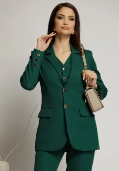 Sacou Melody verde cu buzunare si inchidere cu nasturi imagine