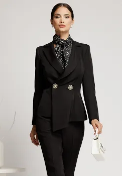 Sacou negru din stofa cu croi cambrat imagine