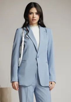 Sacou office din viscoza bleu imagine
