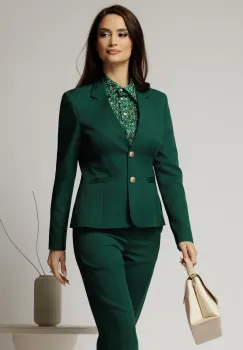 Sacou verde cu nasturi perlati si buzunare decorative imagine