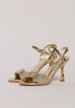Sandale aurii cu funda stralucitoare imagine