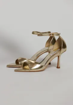 Sandale aurii elegante din piele ecologica cu varf ascutit imagine