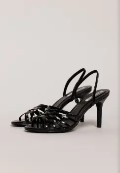 Sandale negre cu barete impletite imagine