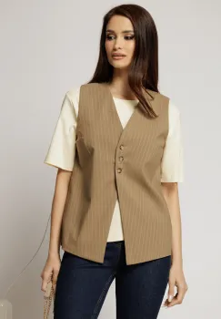 Vesta casual maro cu dungi cu adaos de viscoza imagine