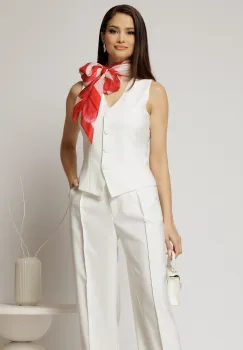 Vesta DY Fashion alba casual office cu croi cambrat imagine