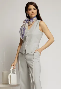 Vesta DY Fashion gri casual office cu croi cambrat imagine