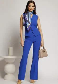 Vesta Melody albastra cu decolteu in V si inchidere cu nasturi imagine