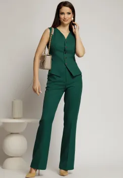 Vesta Melody verde cu decolteu in V si inchidere cu nasturi imagine