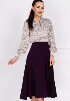 Bluza dama eleganta alba cu buline si guler tip esarfa imagine