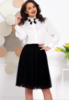 Bluza dama eleganta ecru cu guler cret si floare detasabila imagine