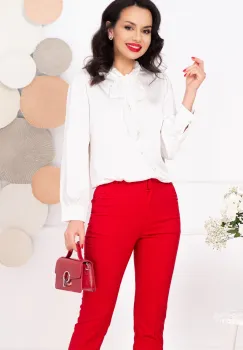 Bluza dama eleganta ecru cu guler tip esarfa din dantela imagine