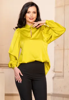 Bluza dama eleganta InPuff satinata lime imagine