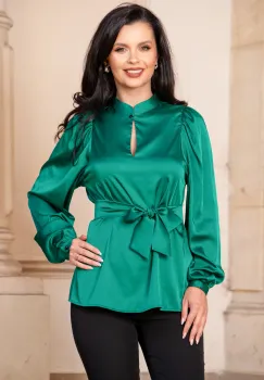 Bluza dama eleganta InPuff satinata verde imagine