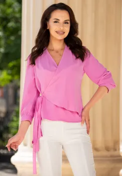 Bluza dama roz din voal petrecuta imagine