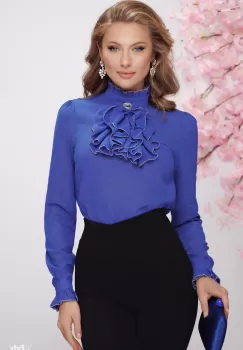 Bluza eleganta albastru royal cu glitter si jabou amplu imagine