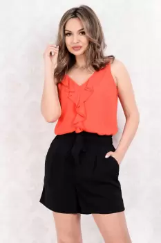 Bluza tip maiou casual rosu cu volanas imagine