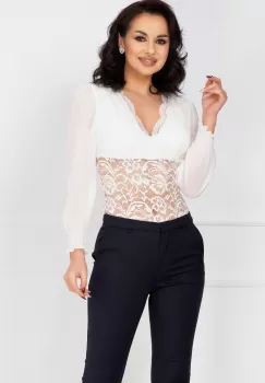 Body alb elegant din dantela imagine