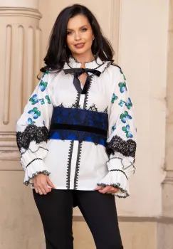 Brau traditional Cer Instelat albastru cu dantela si banda din catifea Legendaria by Venezia imagine